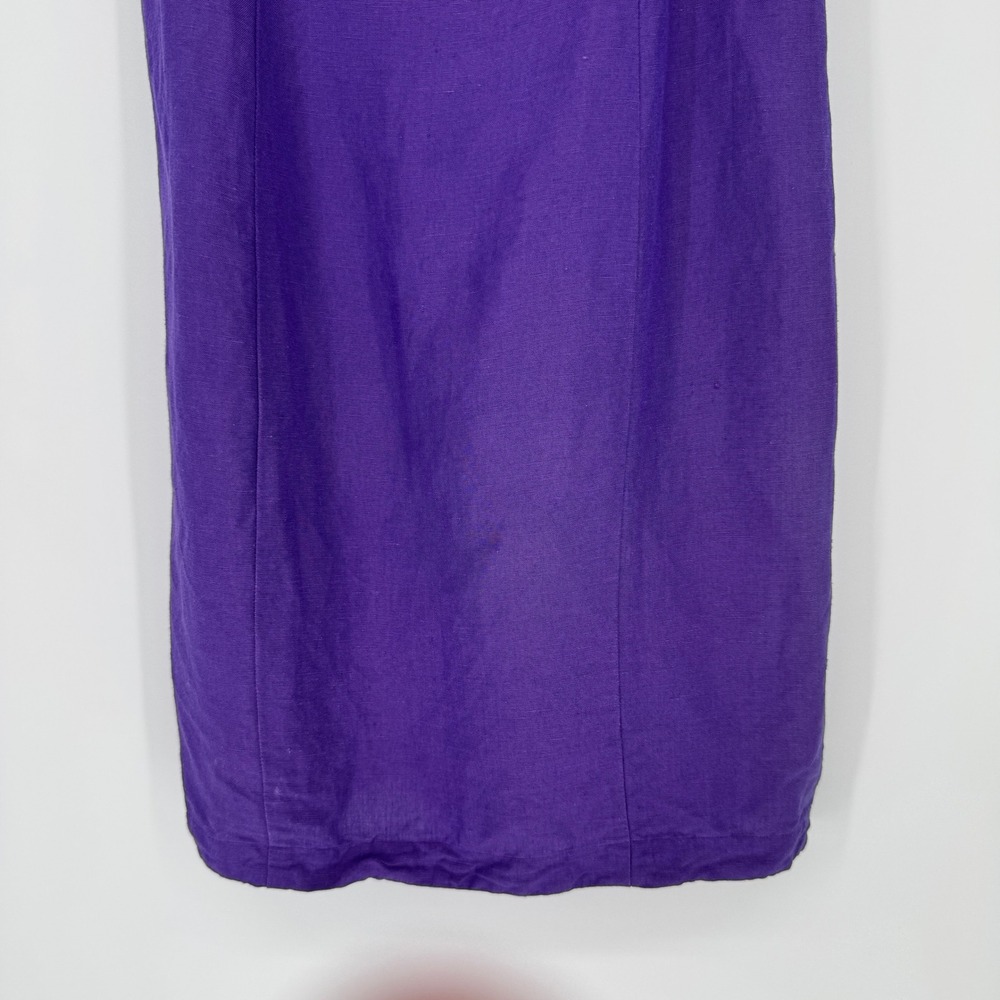 Vintage Ashley Brooke Linen Blend Mini Slip Dress 10 Purple 90s Minimalist Retro - Picture 3 of 12